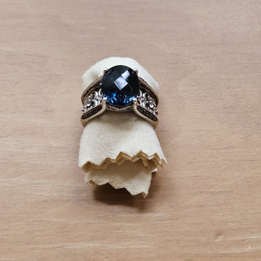 Victoria Wieck 5.33ct London Blue Topaz & Gem/Blue diamond Bridge Ring Size 7 - Picture 5 of 17